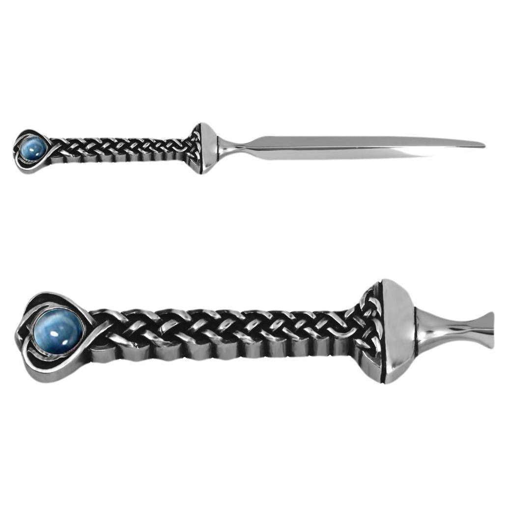 Orton West Sapphire Stone Celtic Letter Opener - Silver