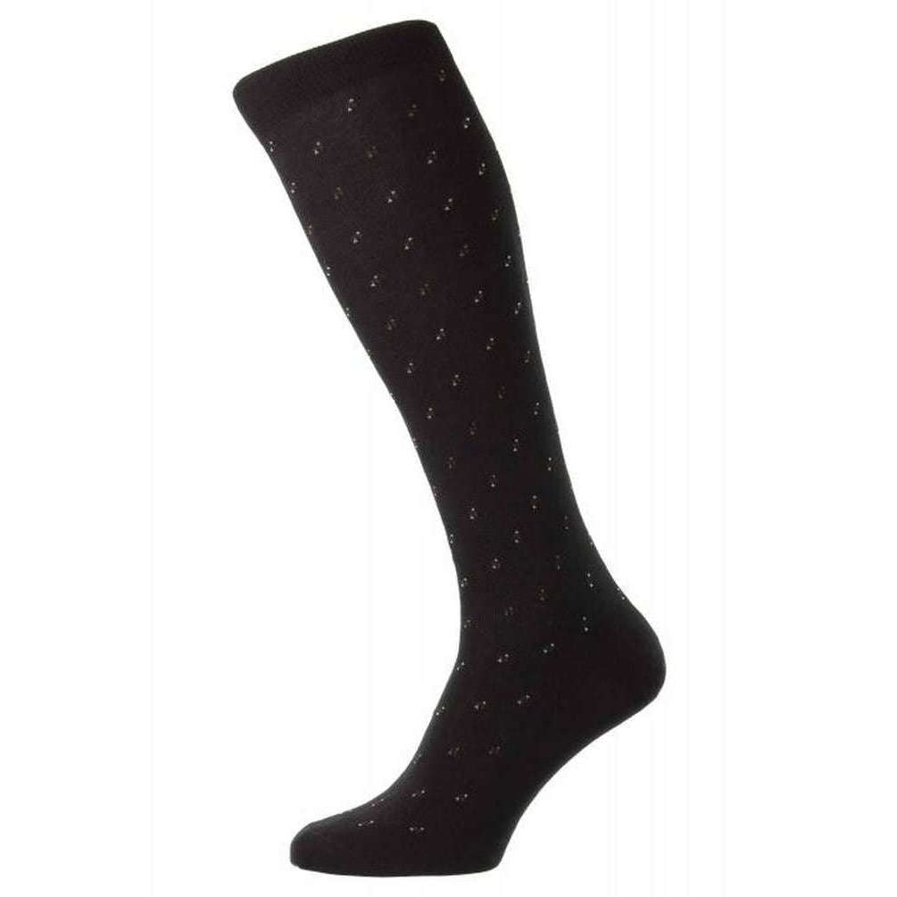 Pantherella Addison Cotton Fil D’Ecosse Over the Calf Socks - Black