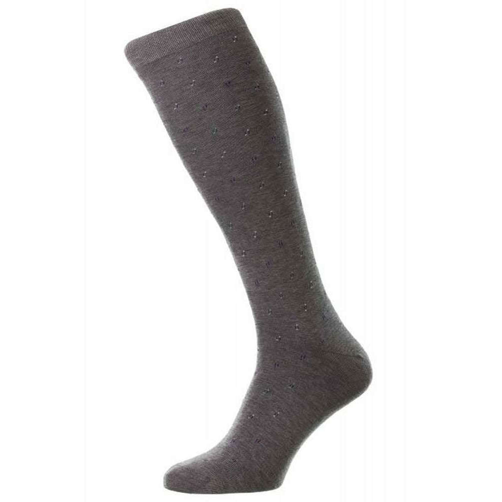 Pantherella Addison Cotton Fil D’Ecosse Over the Calf Socks - Mid Grey Mix