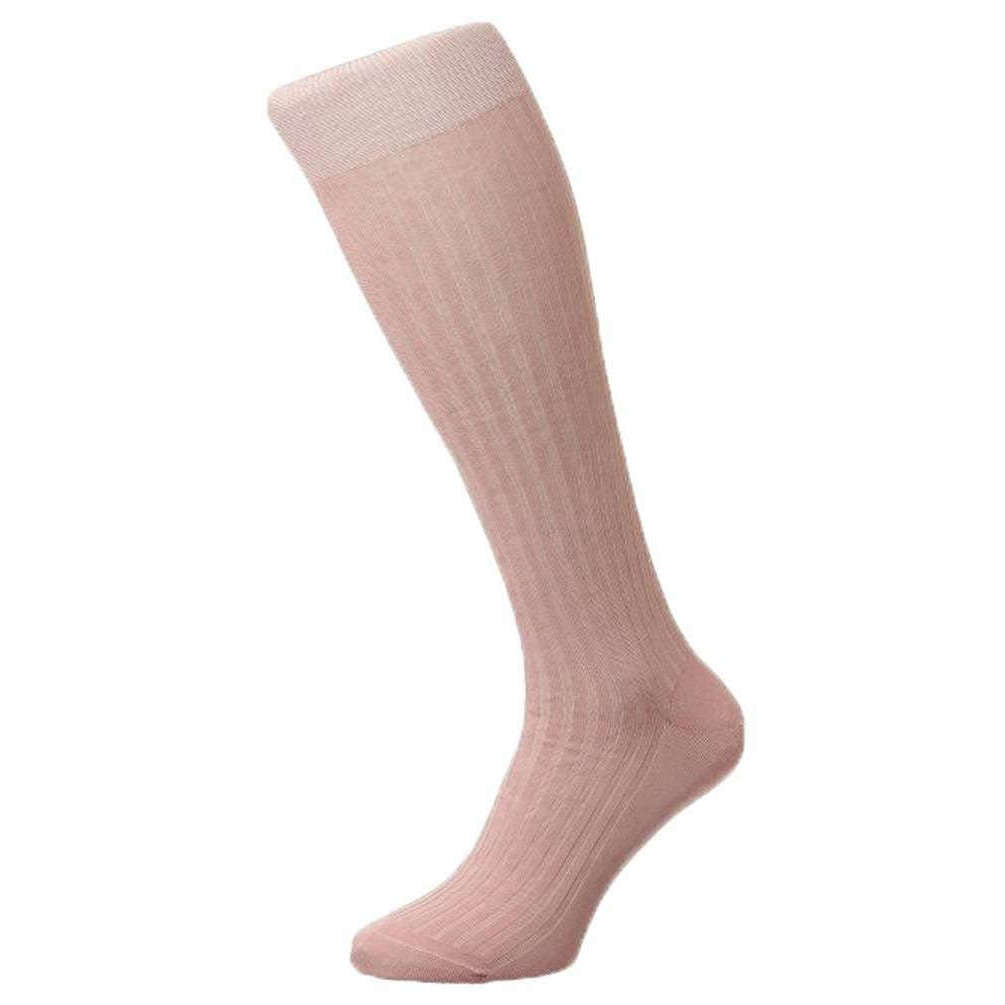 Pantherella Danvers Cotton Fil D’Ecosse Over the Calf Socks - Dusky Pink