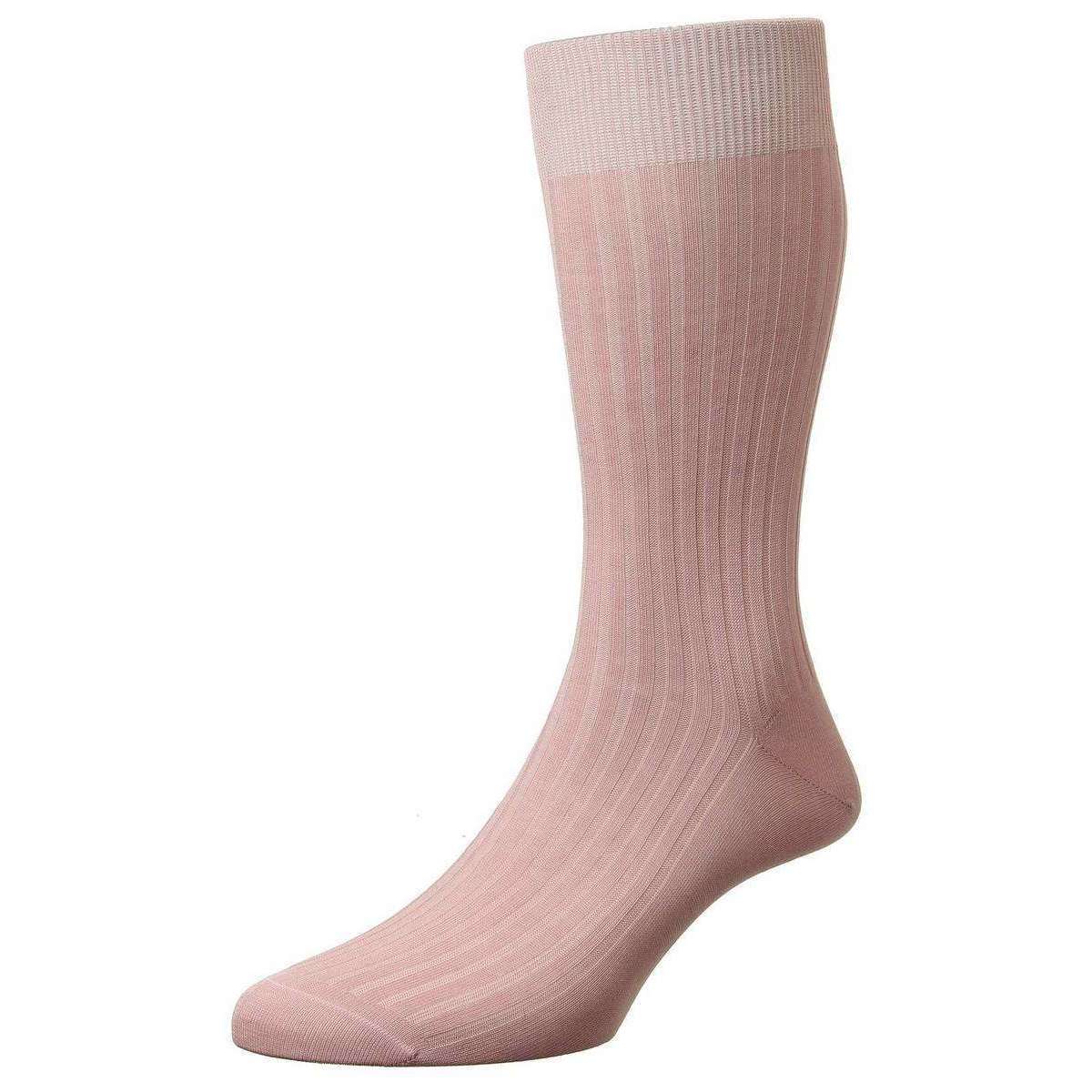 Pantherella Danvers Rib Cotton Lisle Socks - Dusky Pink