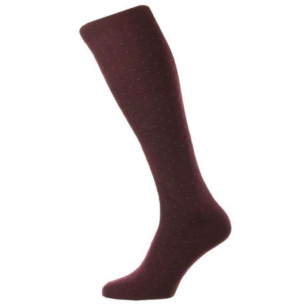 Pantherella Gadsbury Cotton Fil D’Ecosse Over the Calf Socks - Burgundy