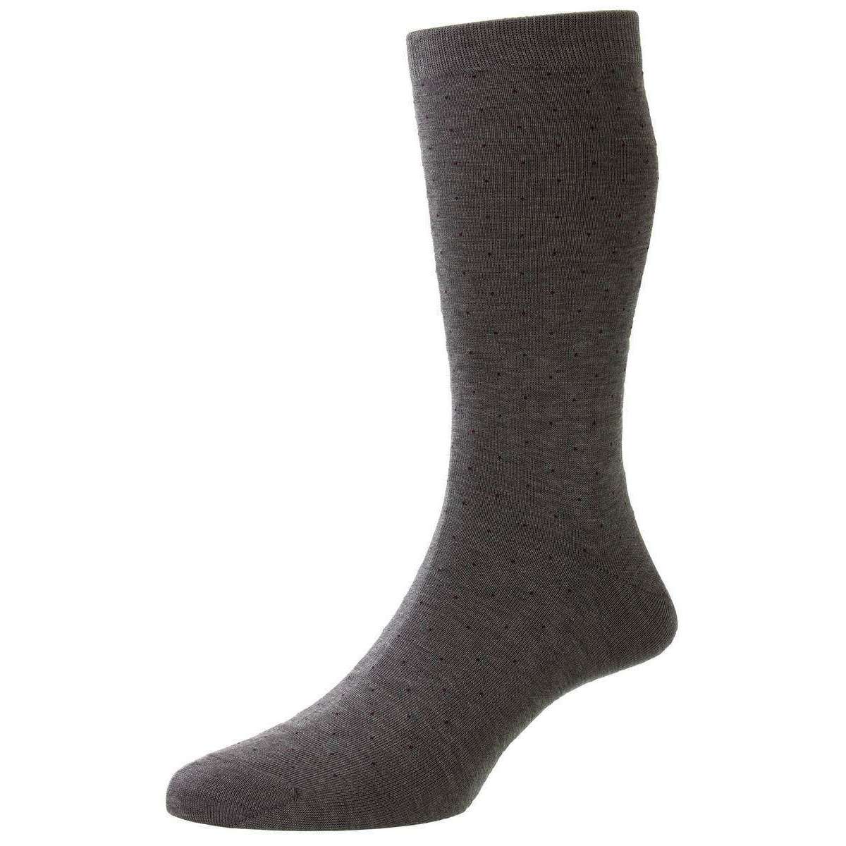 Pantherella Gadsbury Cotton Fil D’Ecosse Pin Dot Socks - Mid Grey Mix