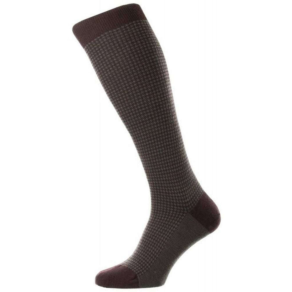 Pantherella Highbury Merino Wool Over the Calf Socks - Maroon Red