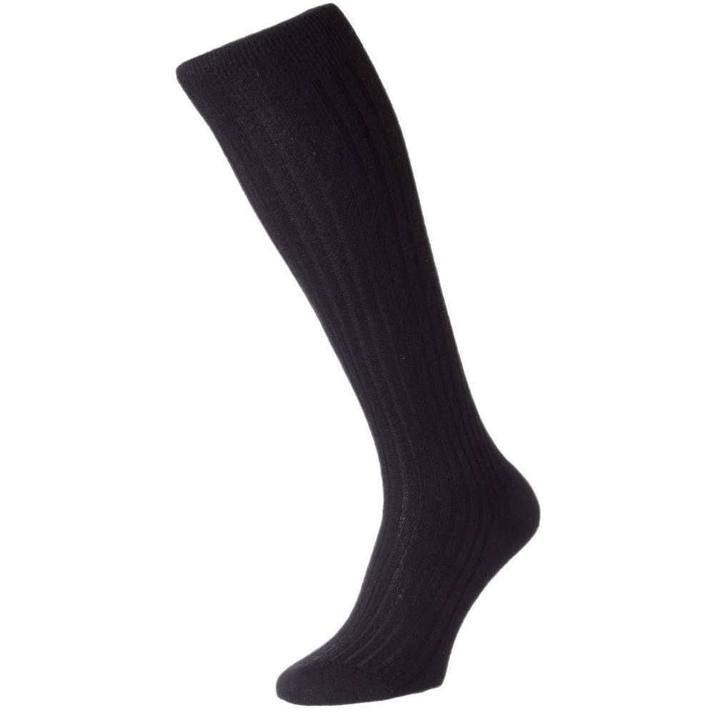 Pantherella Knightsbridge Over the Calf Cashmere Socks - Black