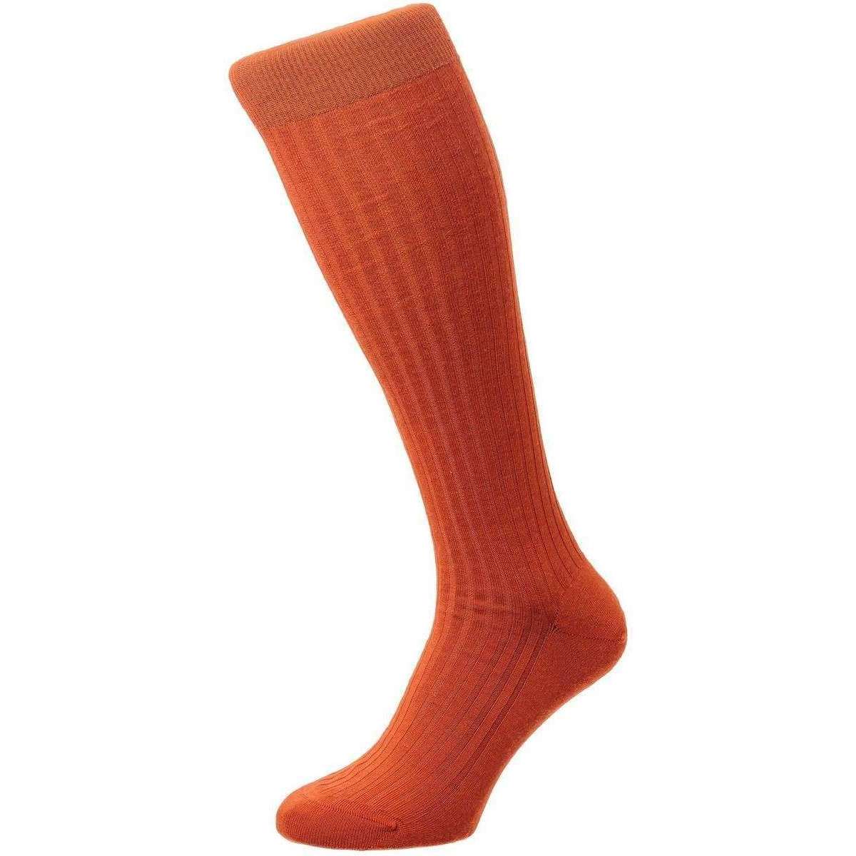 Pantherella Laburnum Merino Wool Over the Calf Socks - Burnt Orange
