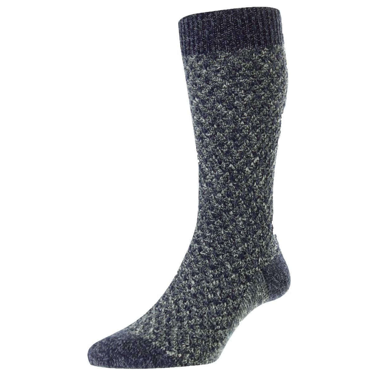 pantherella rhos eco texture socks - black sea mix