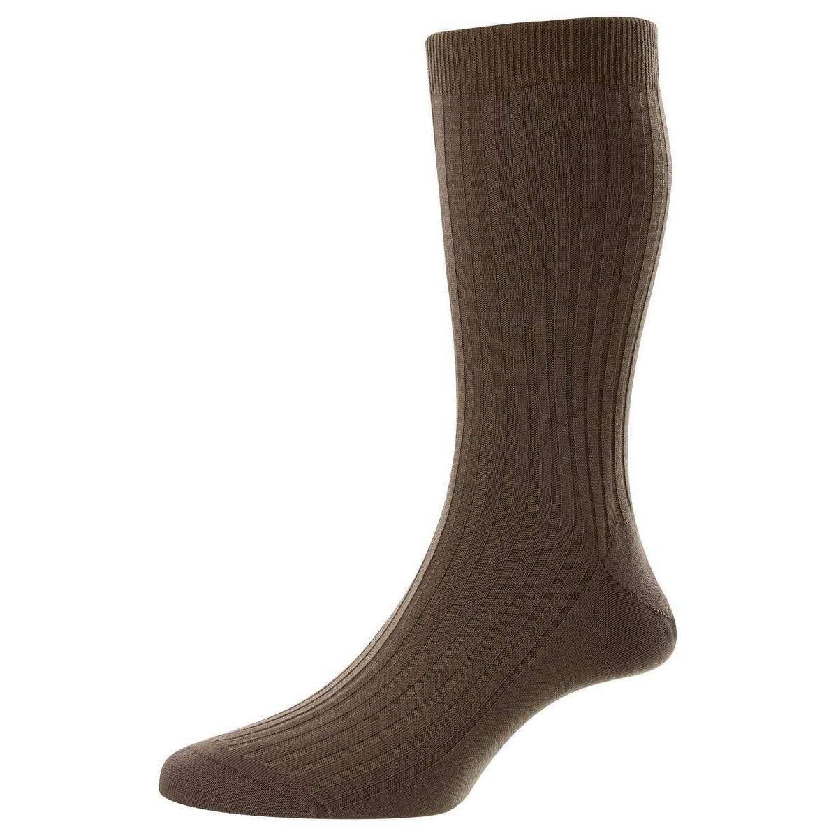 Pantherella Rutherford Merino Royale Wool Socks - Brown Taupe