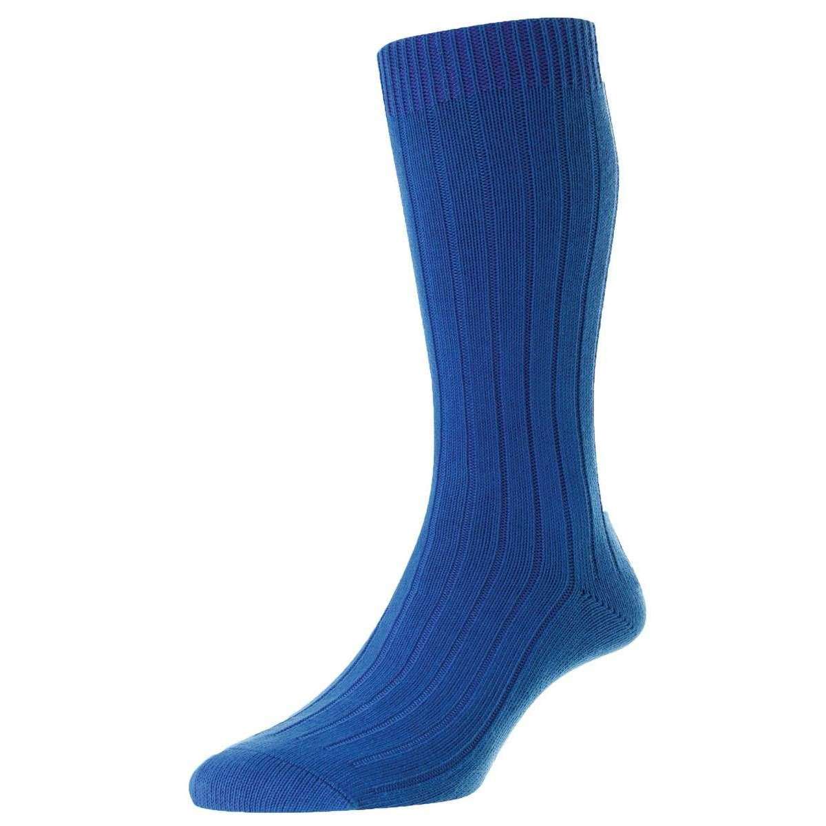 Pantherella Seaford Organic Cotton Socks - Bright Blue