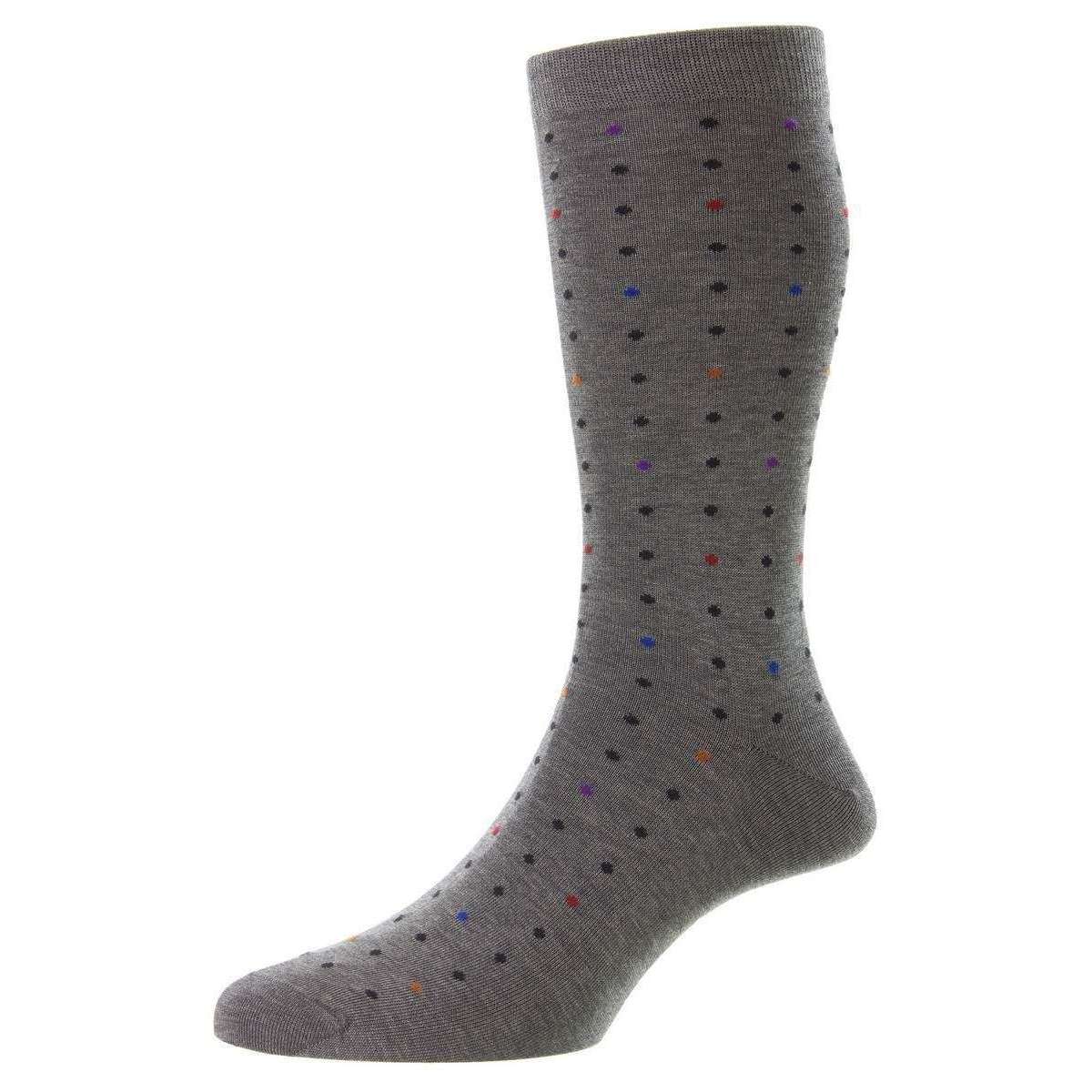 Pantherella Shelford New Spot Fil D’Ecosse Socks - Mid Grey Mix