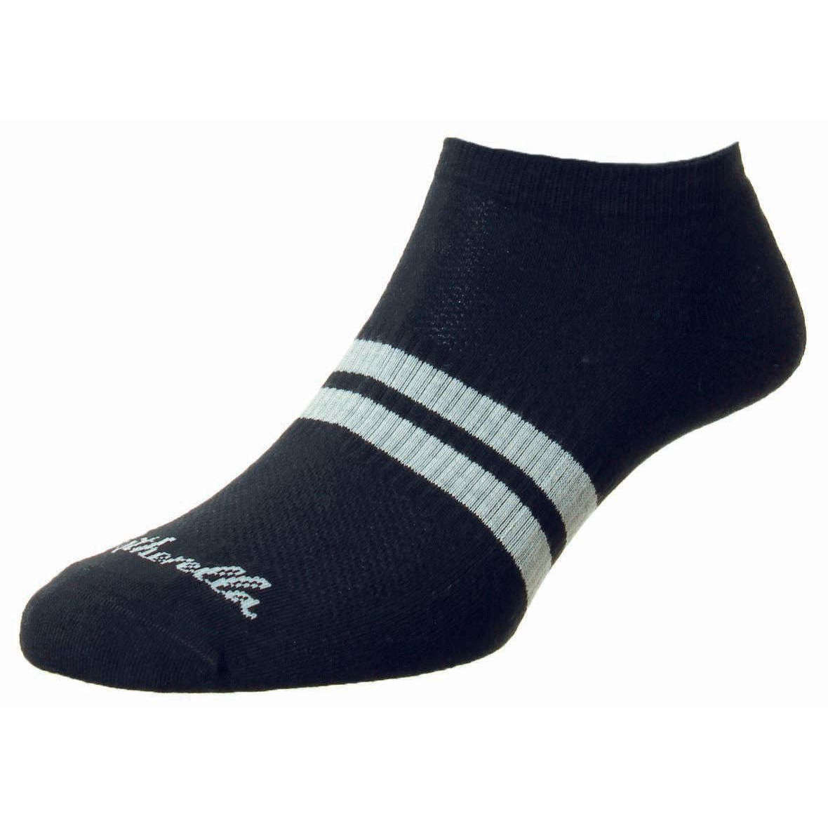 Pantherella Sprint Egyptian Cotton Sports Trainer Socks - Black