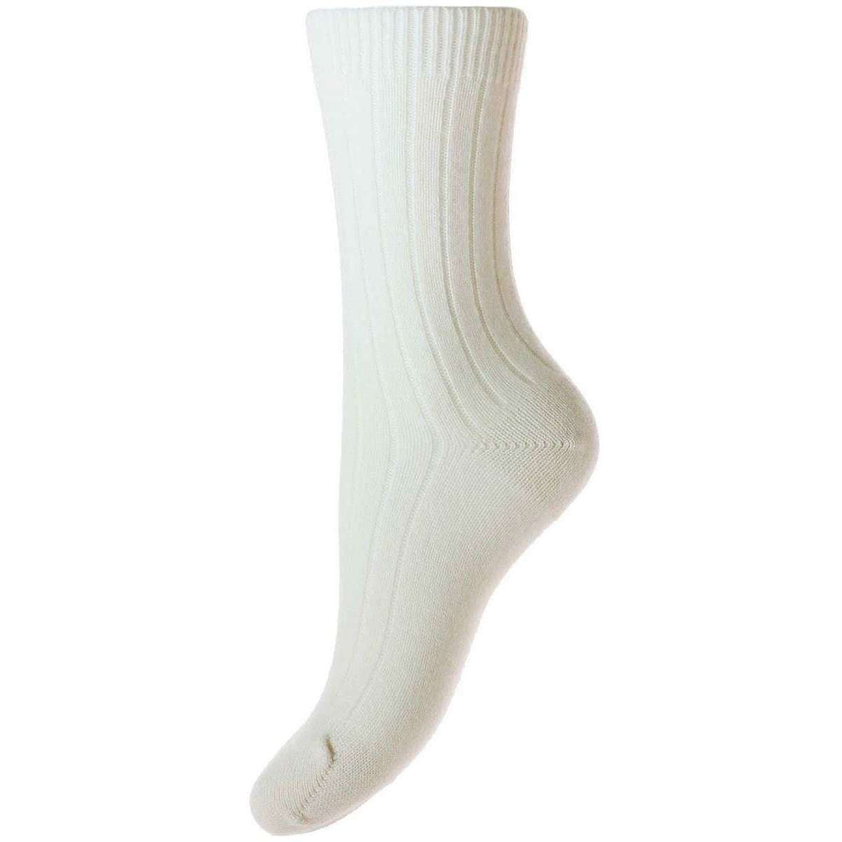 Pantherella Tabitha Ribbed Cashmere Socks - Winter White