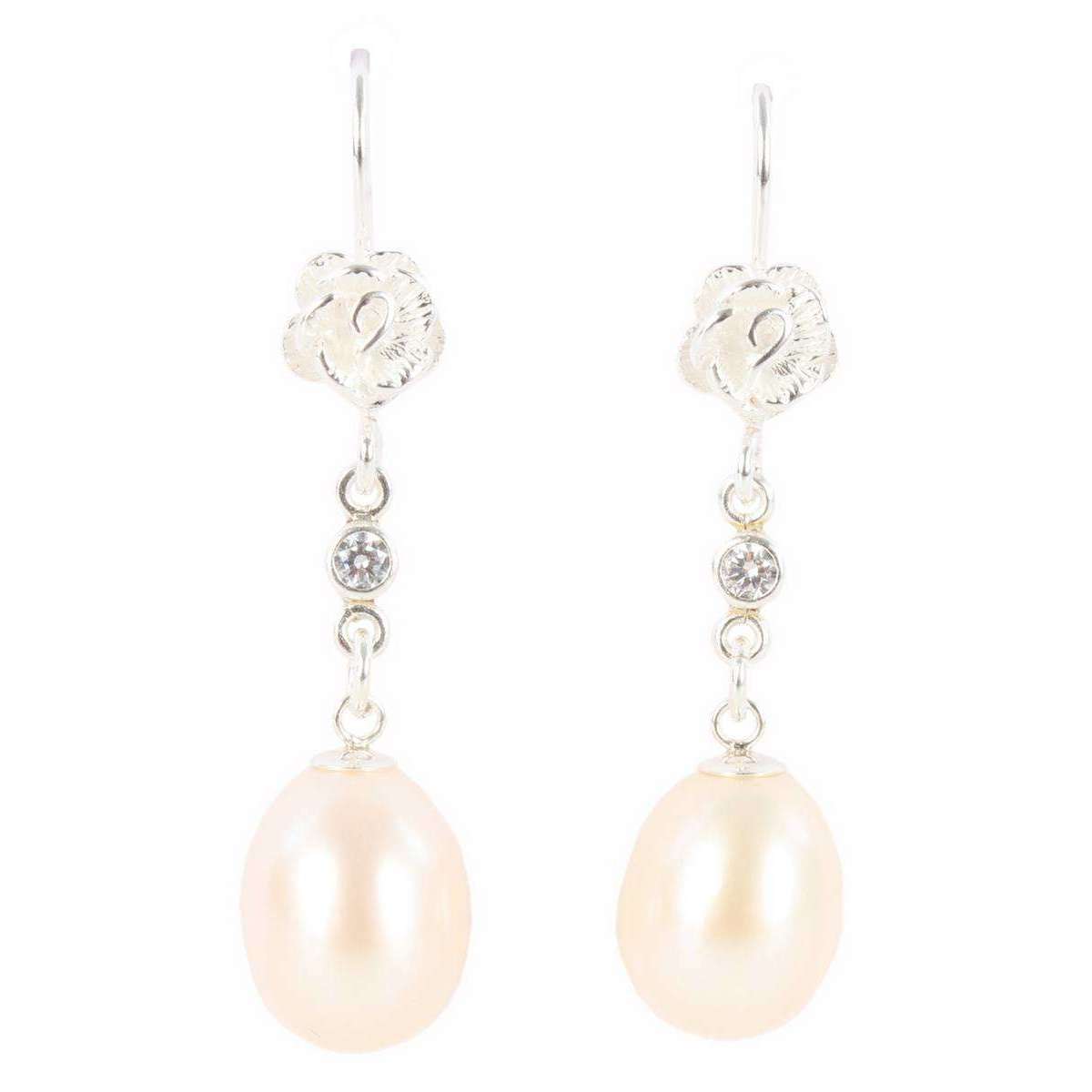 Pearl Aurora Drop Freshwater Pearl Hook Earrings - White