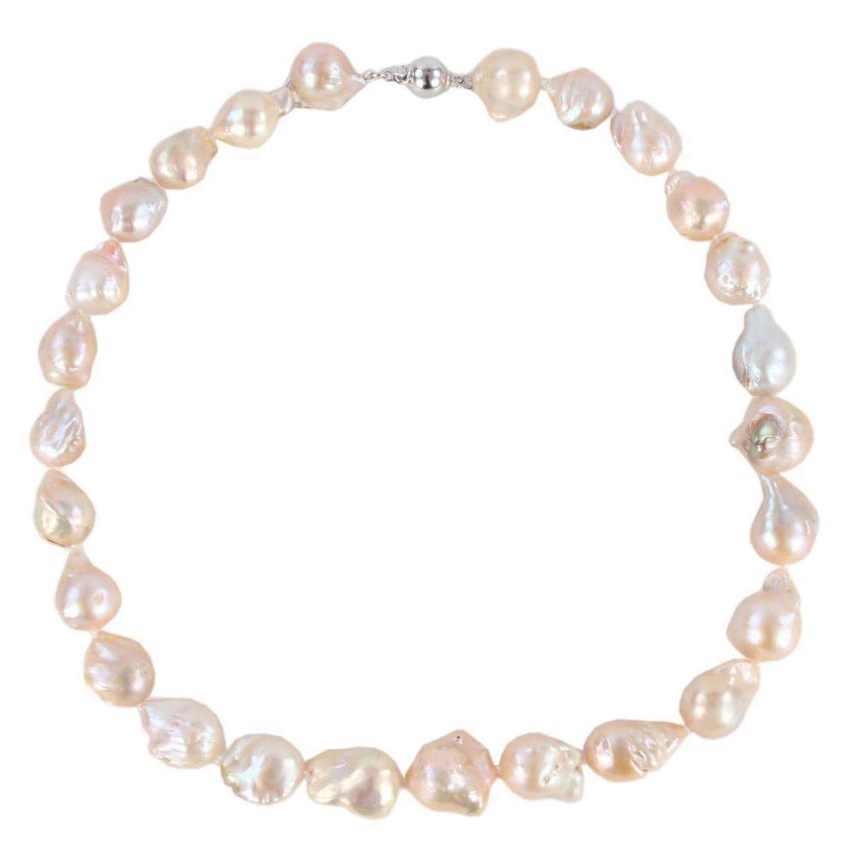 Pearl Aurora Solar Storm Freshwater Pearl Necklace - Peach/Silver/Gold