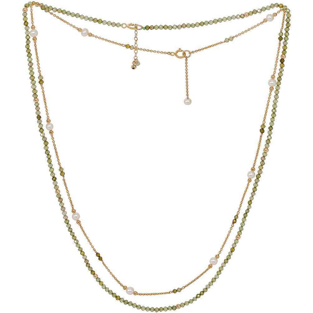 Pearls of the Orient Clara Peridot Double Chain Necklace - Green