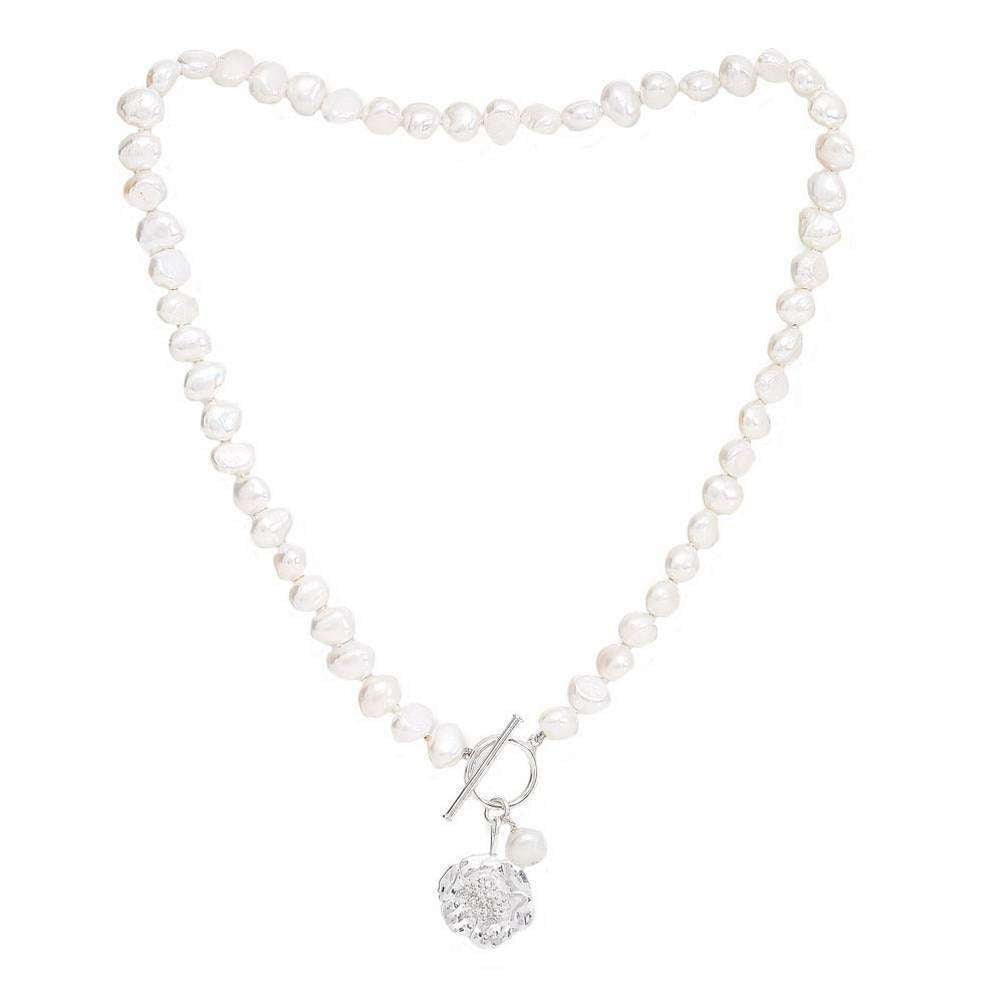 Pearls of the Orient Vita Freshwater Pearl Cherry Blossom Charm Necklace - Silver/White