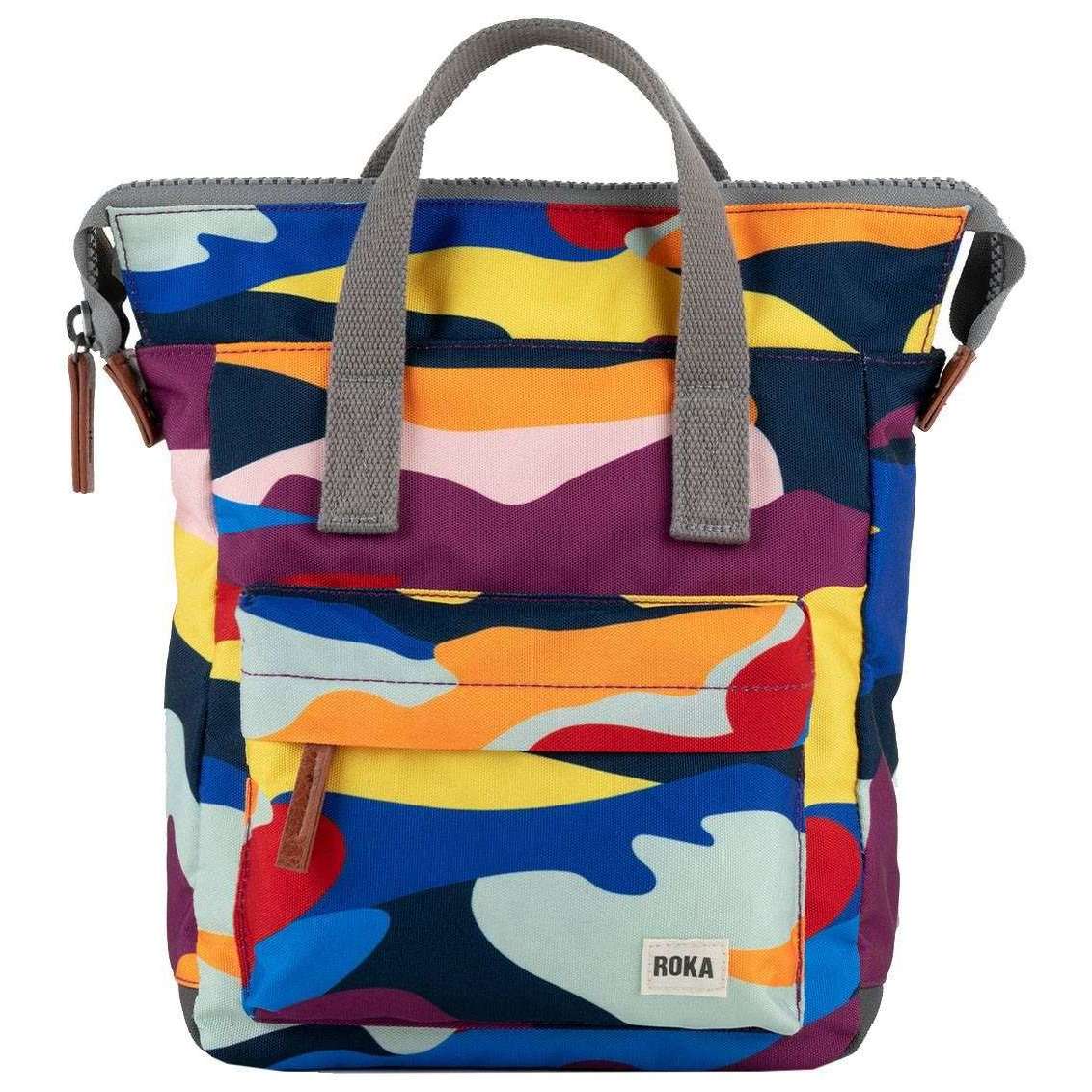 Roka Bantry B Small Sustainable Canvas Camo Backpack - Multi-colour