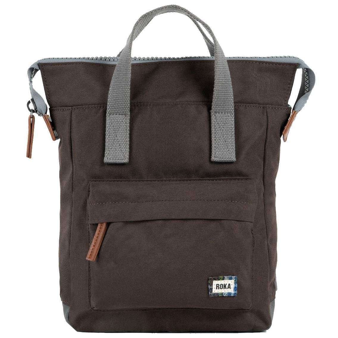 Roka Bantry B Small Sustainable Canvas Flannel Backpack - Dark Chocolate Brown