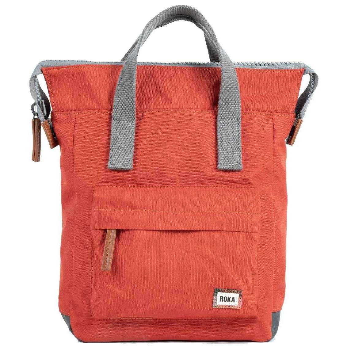 Roka Bantry B Small Sustainable Canvas Flannel Backpack - Ginger Orange