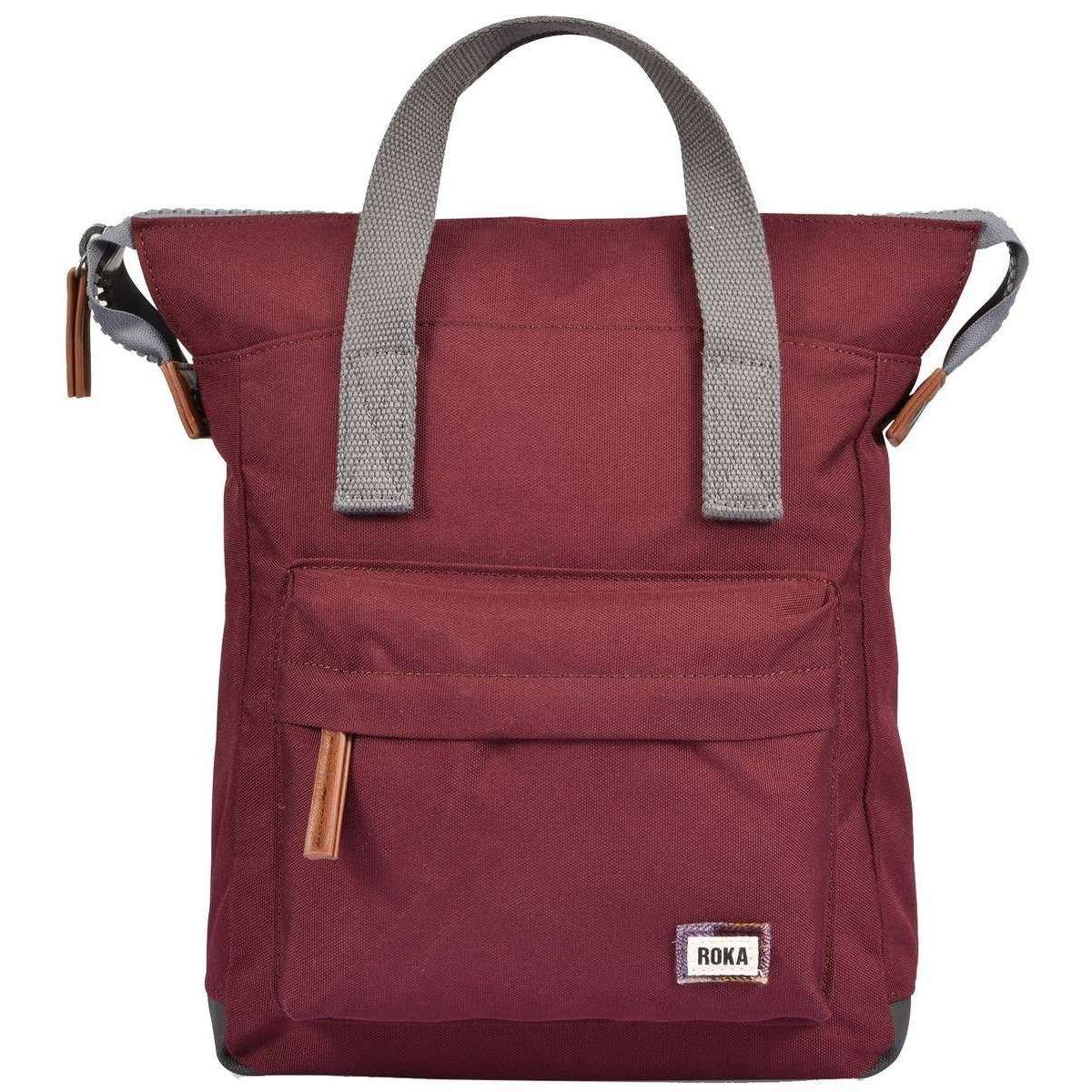 Roka Bantry B Small Sustainable Canvas Flannel Backpack - Port Red
