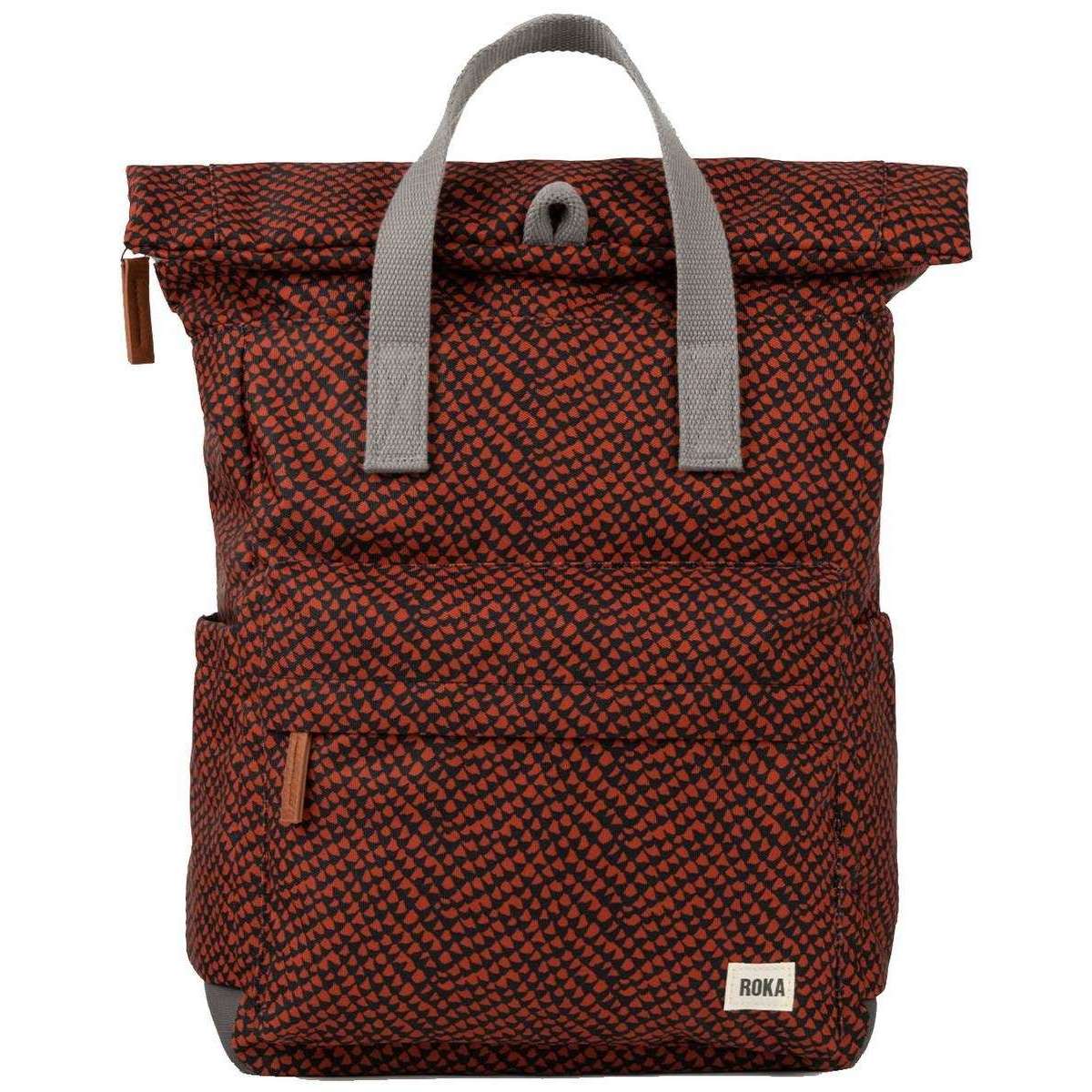 Roka Canfield B Medium Snake Print Sustainable Canvas Backpack - Ginger Orange