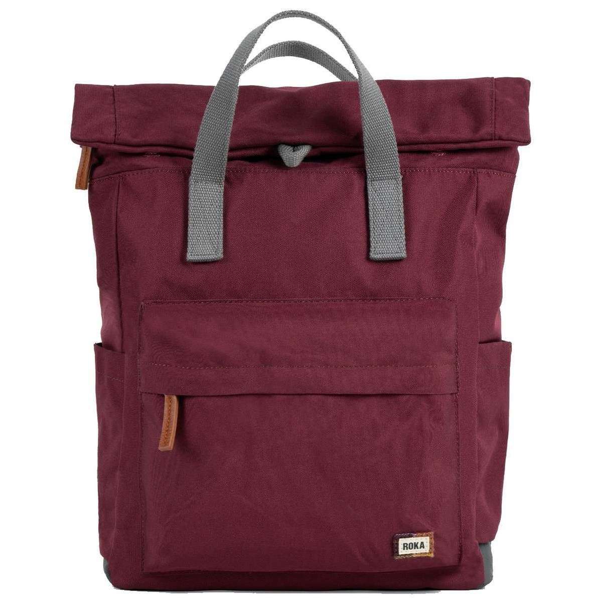 Roka Canfield B Medium Sustainable Canvas Flannel Backpack - Port Red