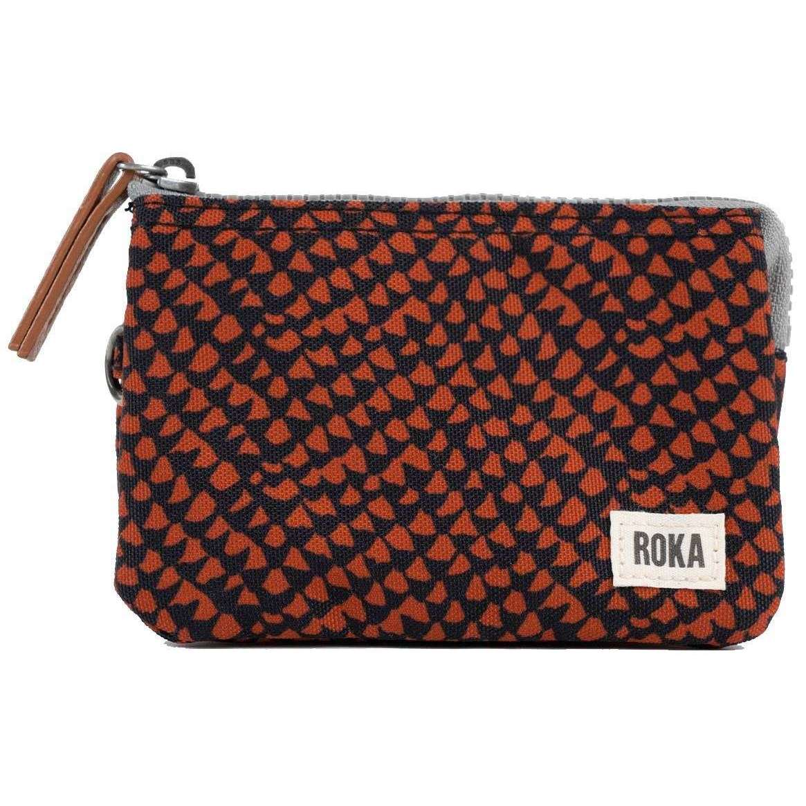 Roka Carnaby Small Snake Print Sustainable Canvas Wallet - Ginger Orange