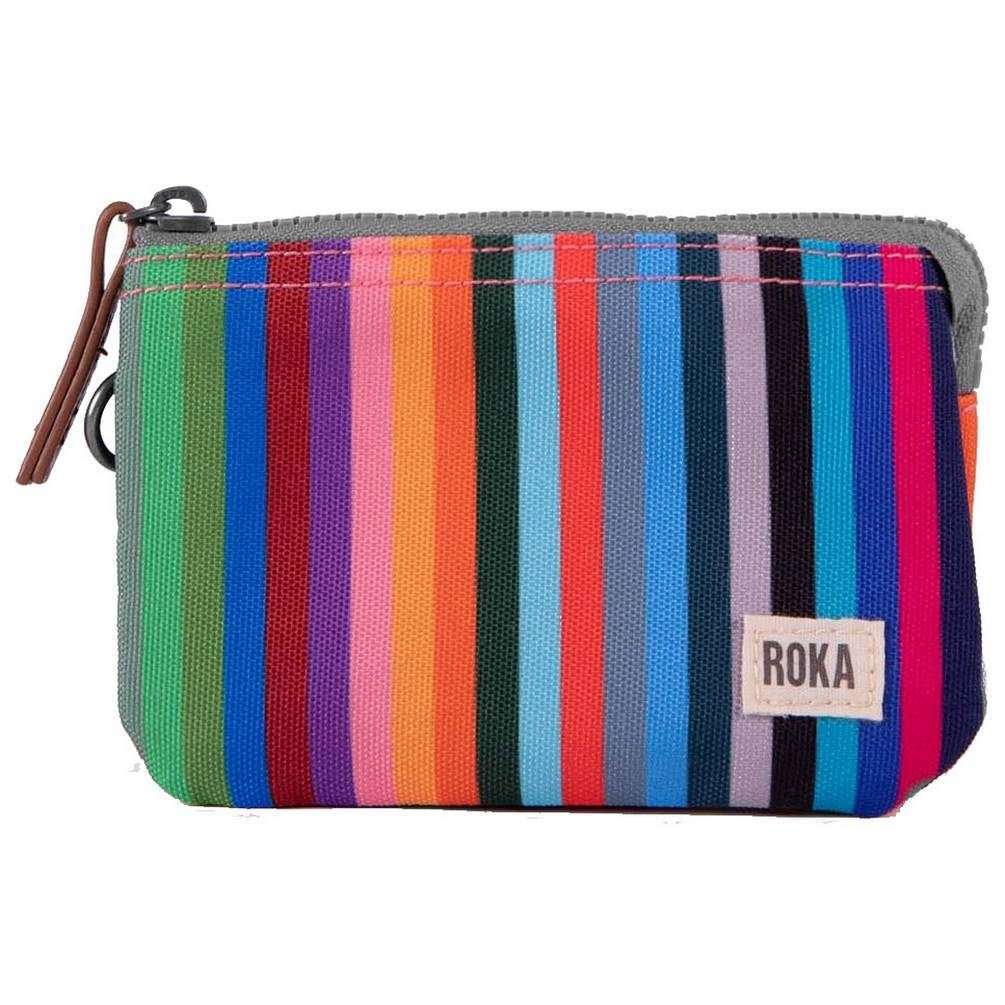 Roka Carnaby Small Sustainable Canvas Striped Wallet - Multi-colour