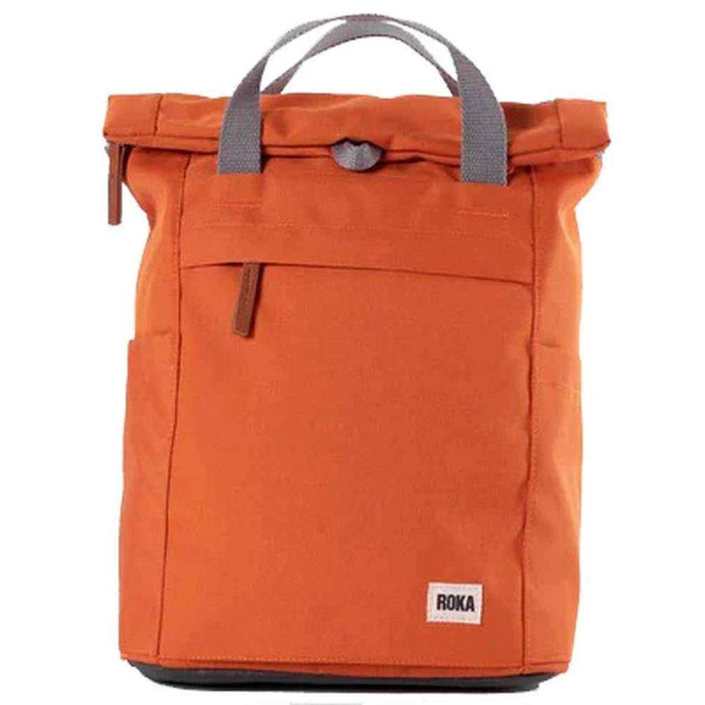 roka finchley a small sustainable canvas backpack - atomic orange