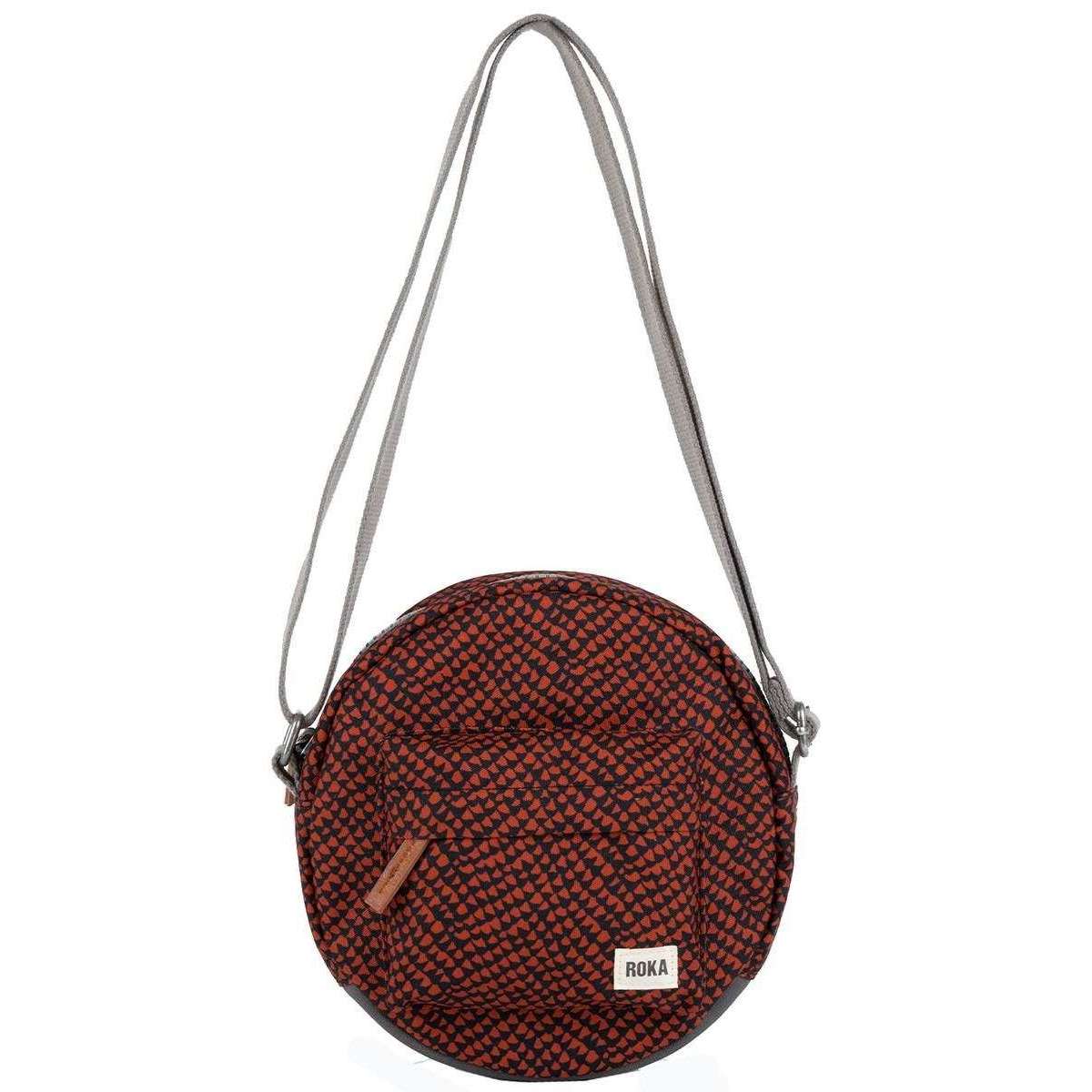 Roka Paddington B Small Snake Print Sustainable Canvas Crossbody - Ginger Orange