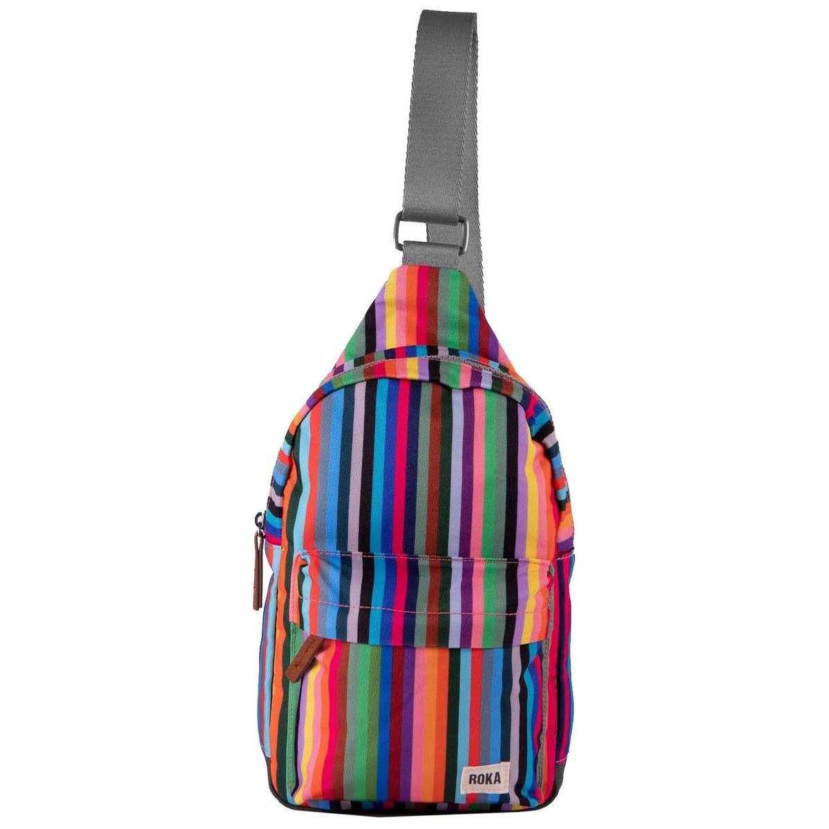 Roka Willesden B Sustainable Canvas Striped Scooter Bag - Multi-colour