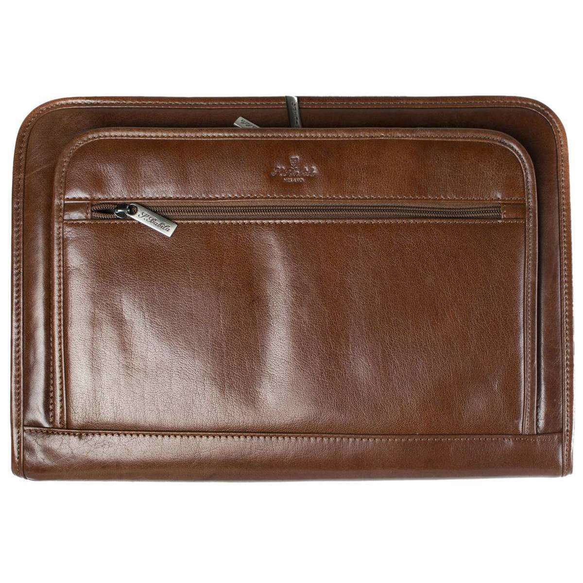 San Babila Italian Grain Leather Folio - Cognac