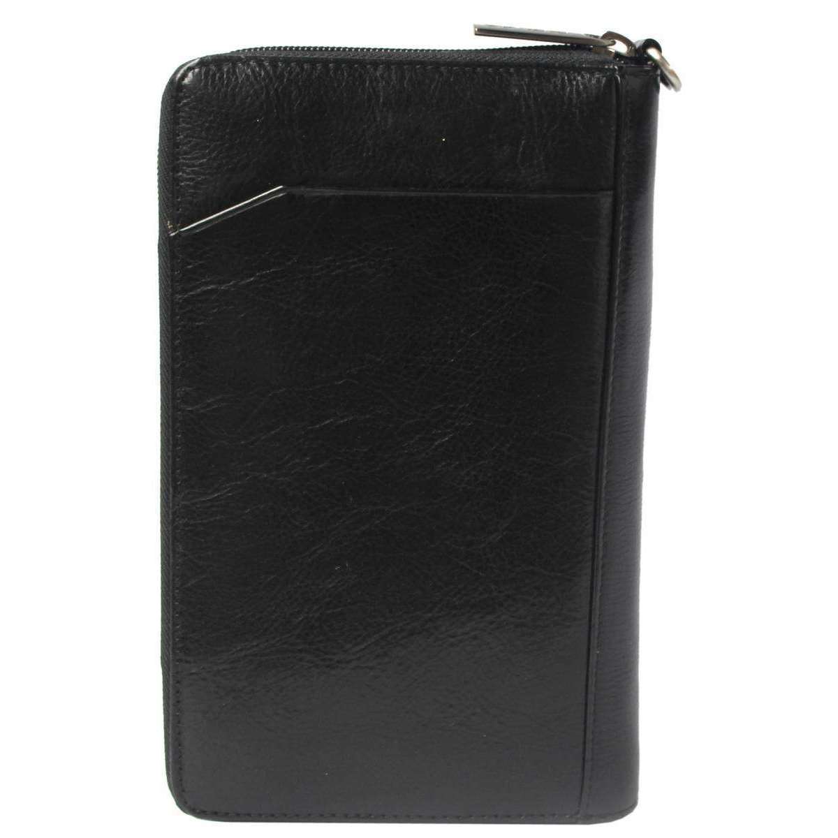 San Babila Italian Grain Leather Travel Wallet - Black