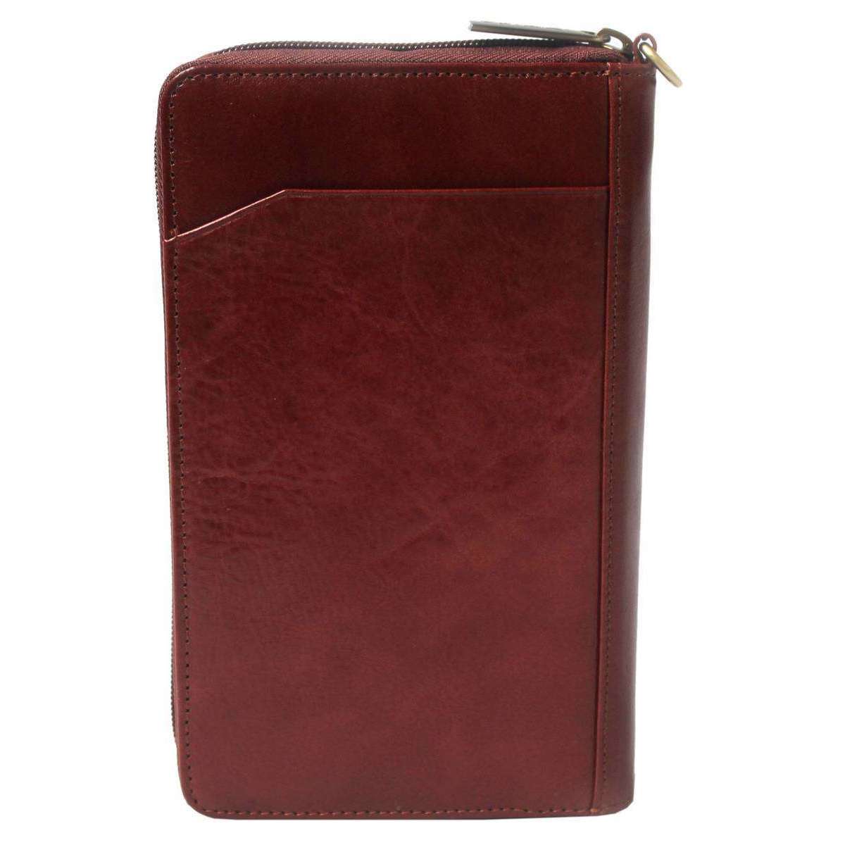 San Babila Italian Grain Leather Travel Wallet - Cognac