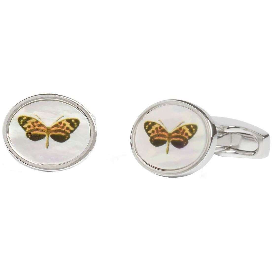 Simon Carter Botanicals Butterfly Cufflinks - Silver/Yellow