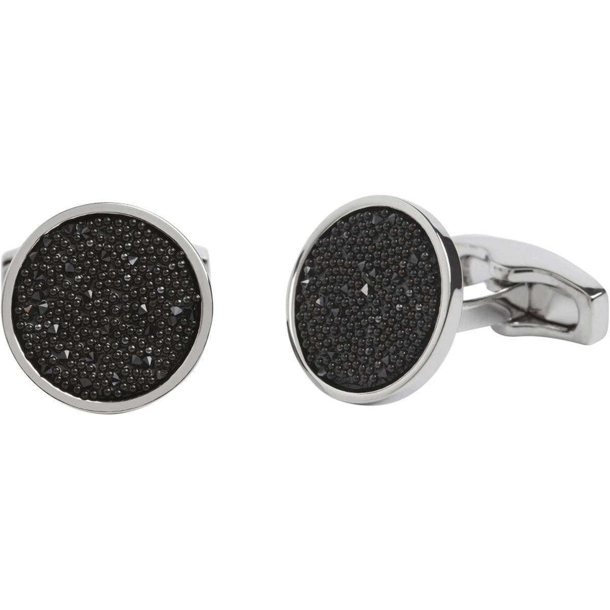 Simon Carter Crystal Fabric Cufflinks - Black/Silver