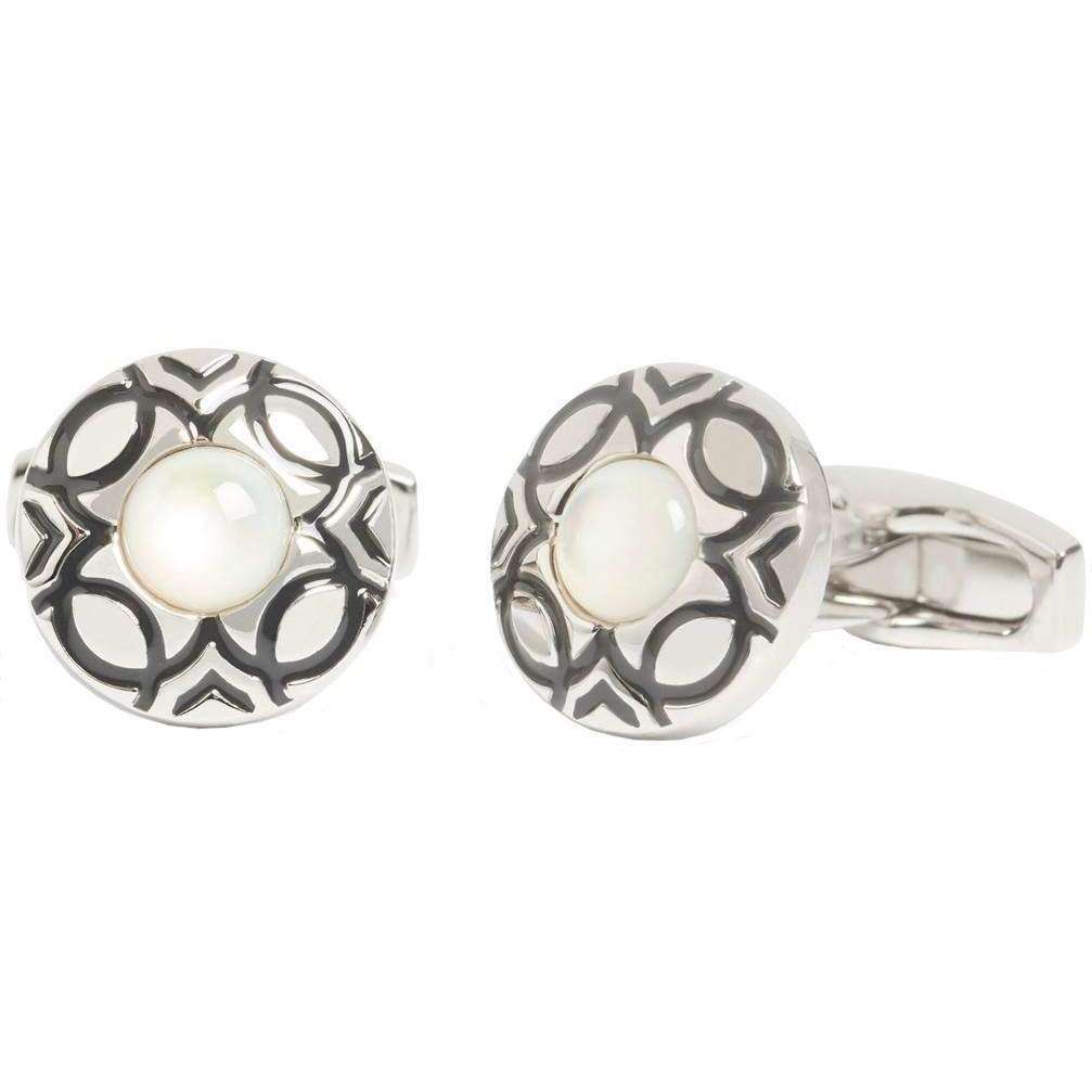 Simon Carter Marrakesh Mother of Pearl Cufflinks - Silver/White