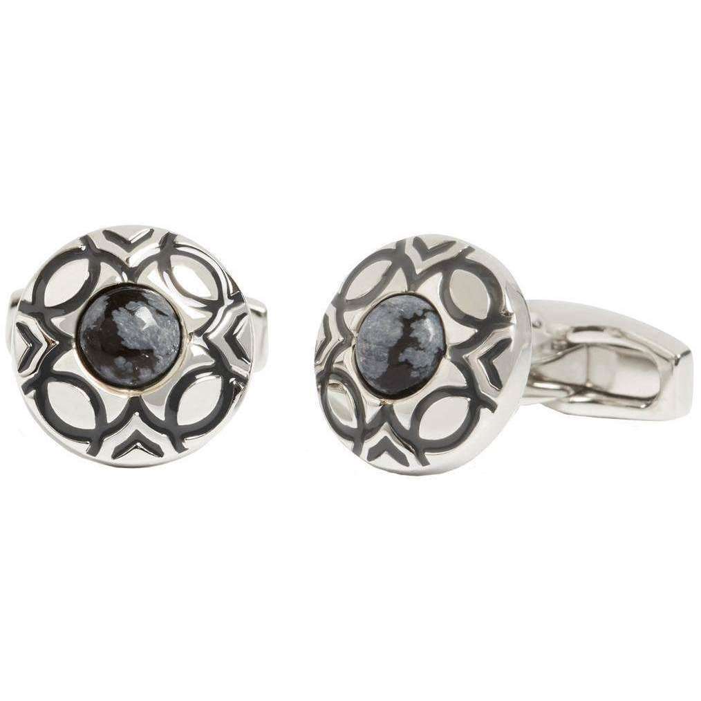 Simon Carter Marrakesh Snowflake Obsidian Cufflinks - Silver/Black