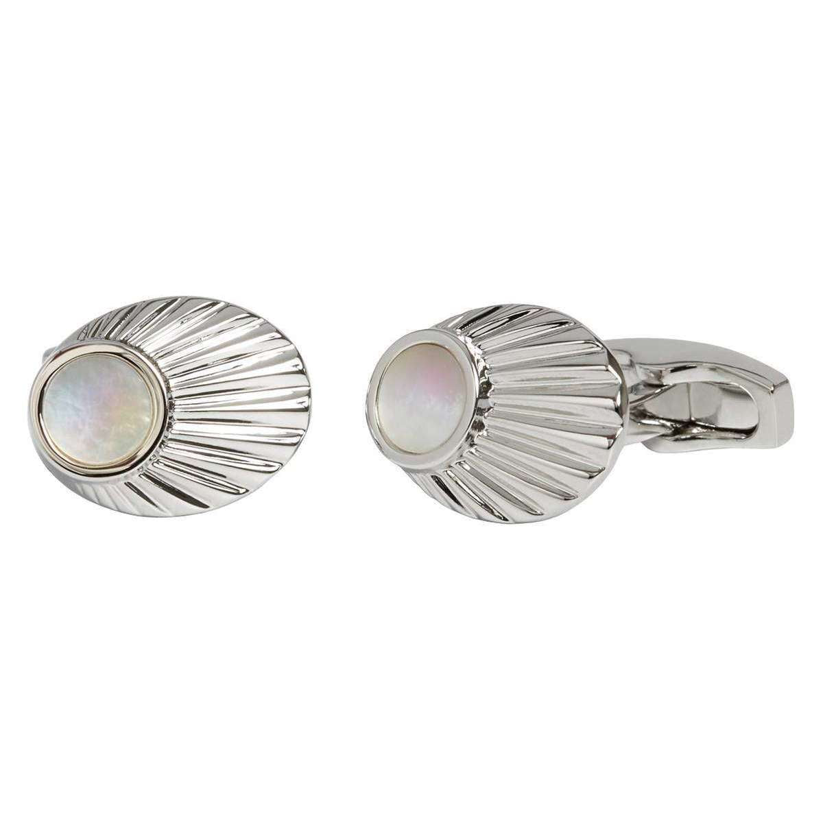 Simon Carter Mother of Pearl Finial Cufflinks - Silver/White