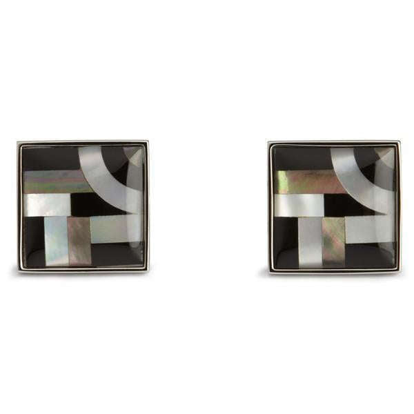 Simon Carter Onyx / Mother Of Pearl Bauhaus Lines Cufflinks - Black/White