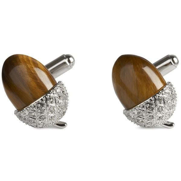 Simon Carter Tigers Eye Acorn Cufflinks - Brown