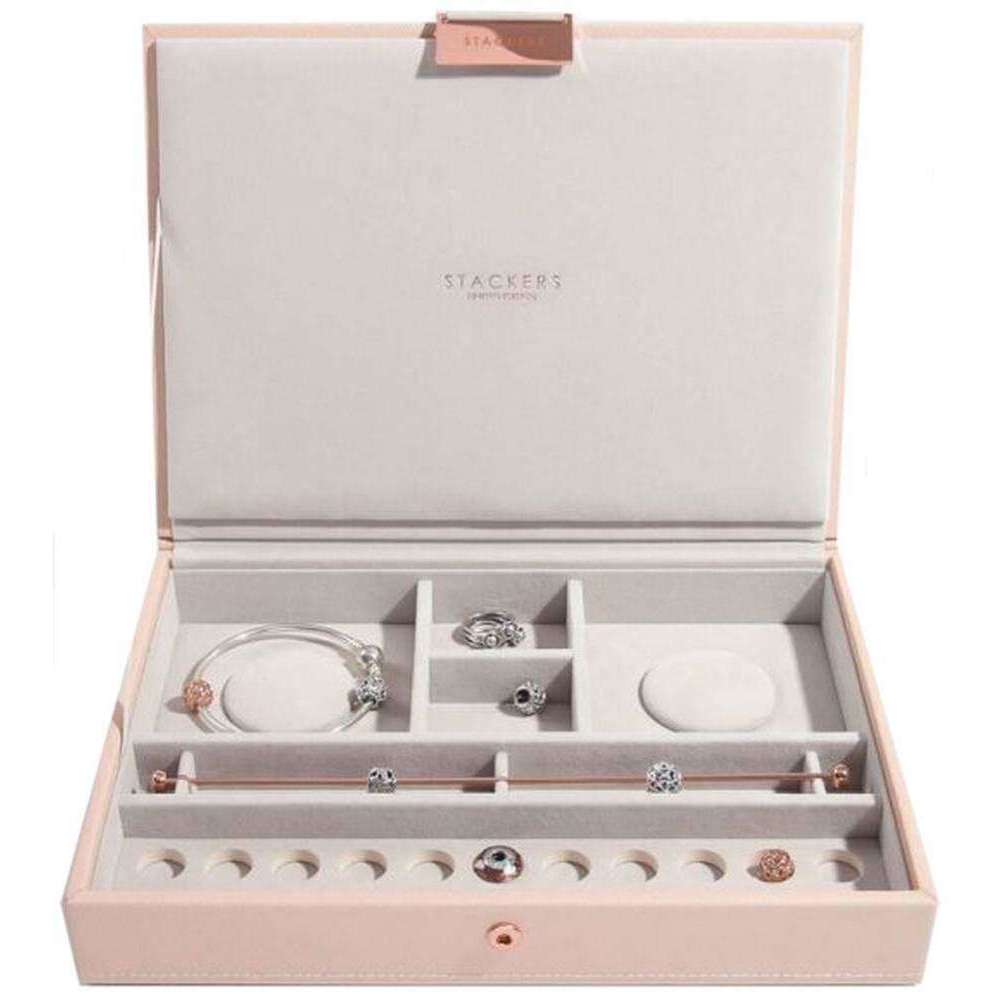 Stackers Classic Charm Lidded Jewellery Box - Blush Pink/Grey