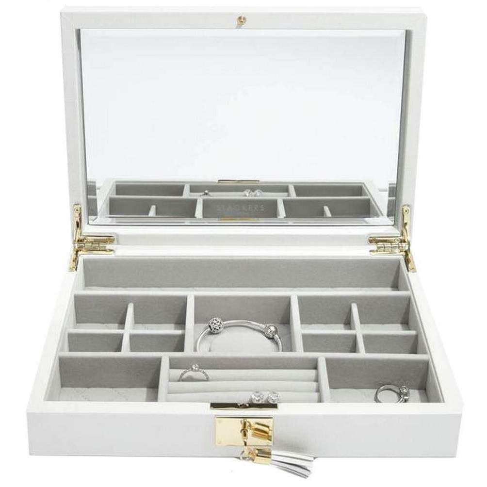 Stackers Leather Lidded Jewellery Box - Orchid White