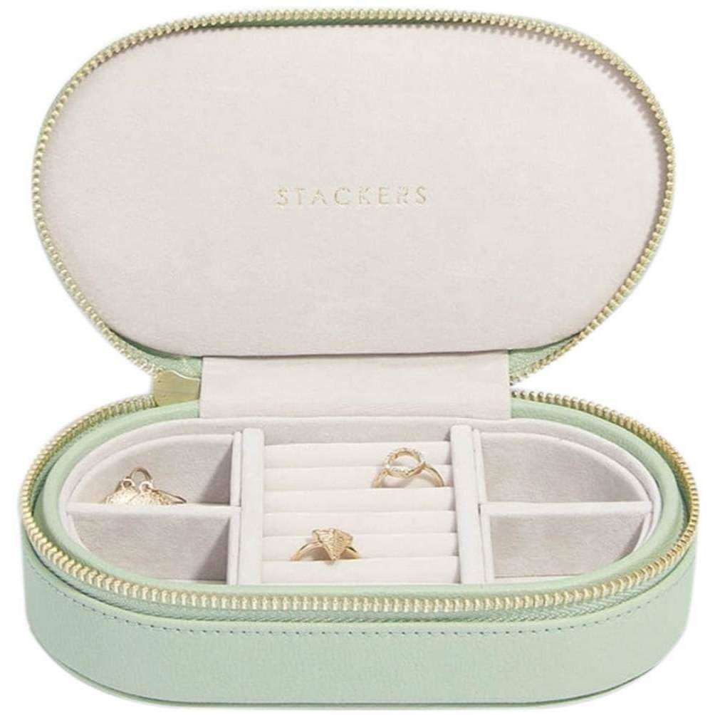 Stackers Oval Travel Jewellery Box - Sage Green