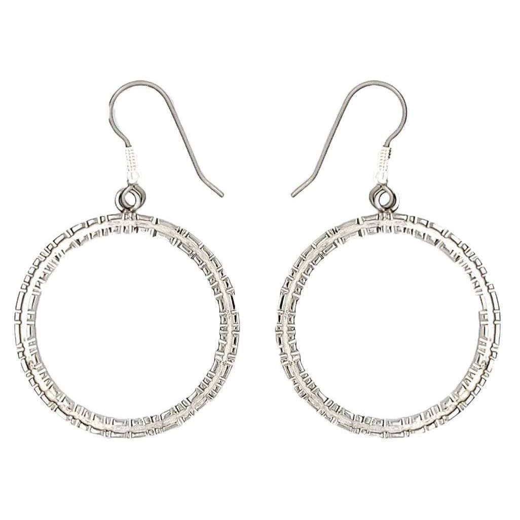 Ti2 Titanium Coastal Edge Large Drop Earrings - Natural Silver