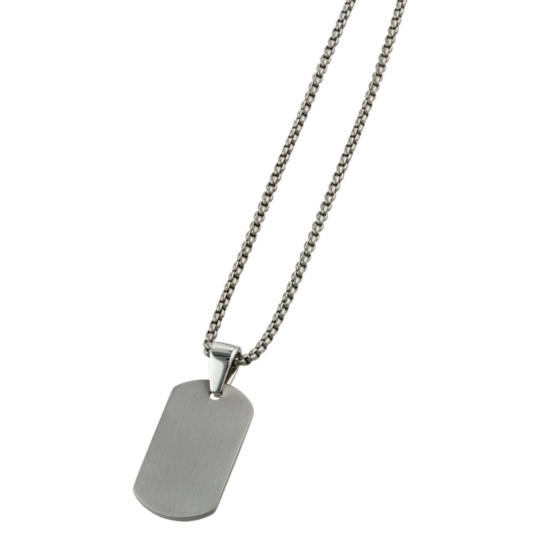 Ti2 Titanium Dog Tag Pendant and Chain - Silver