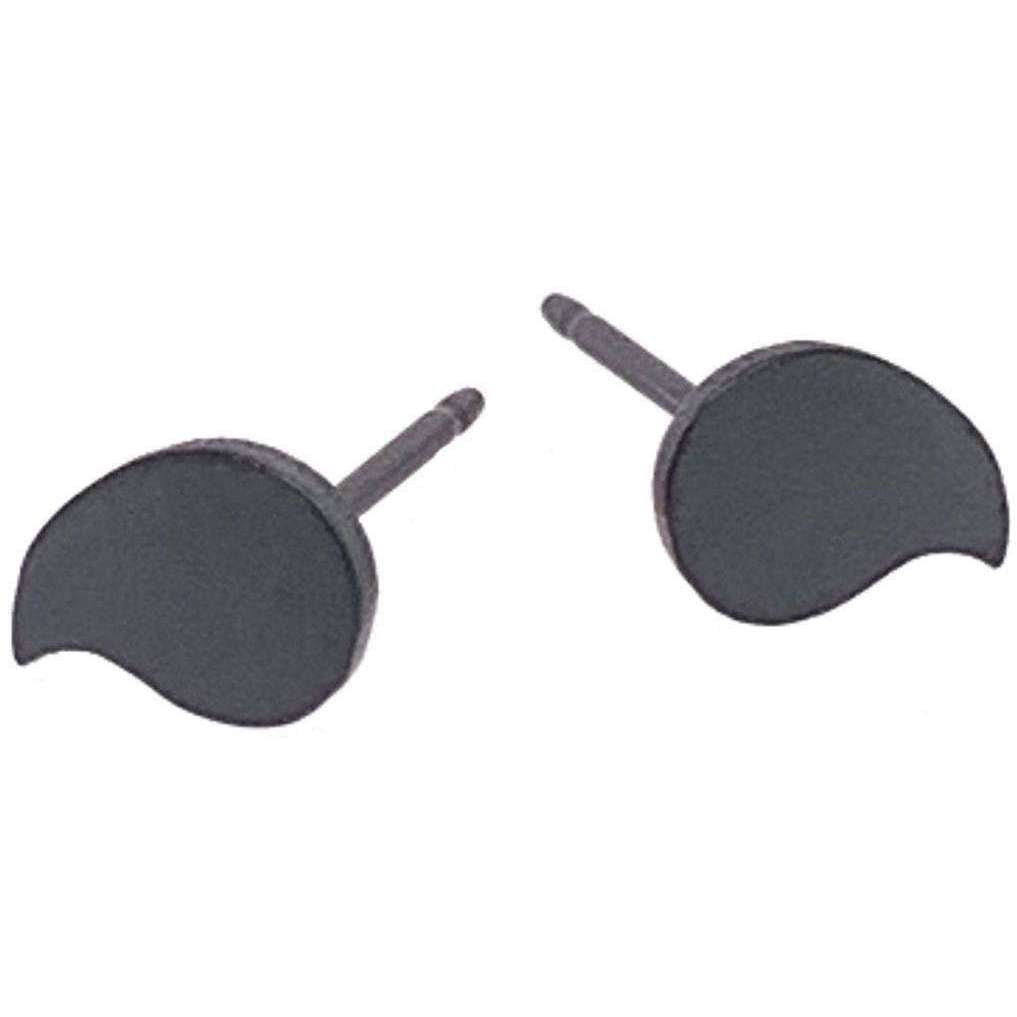 Ti2 Titanium Drop Shape 6mm Stud Earrings - Black