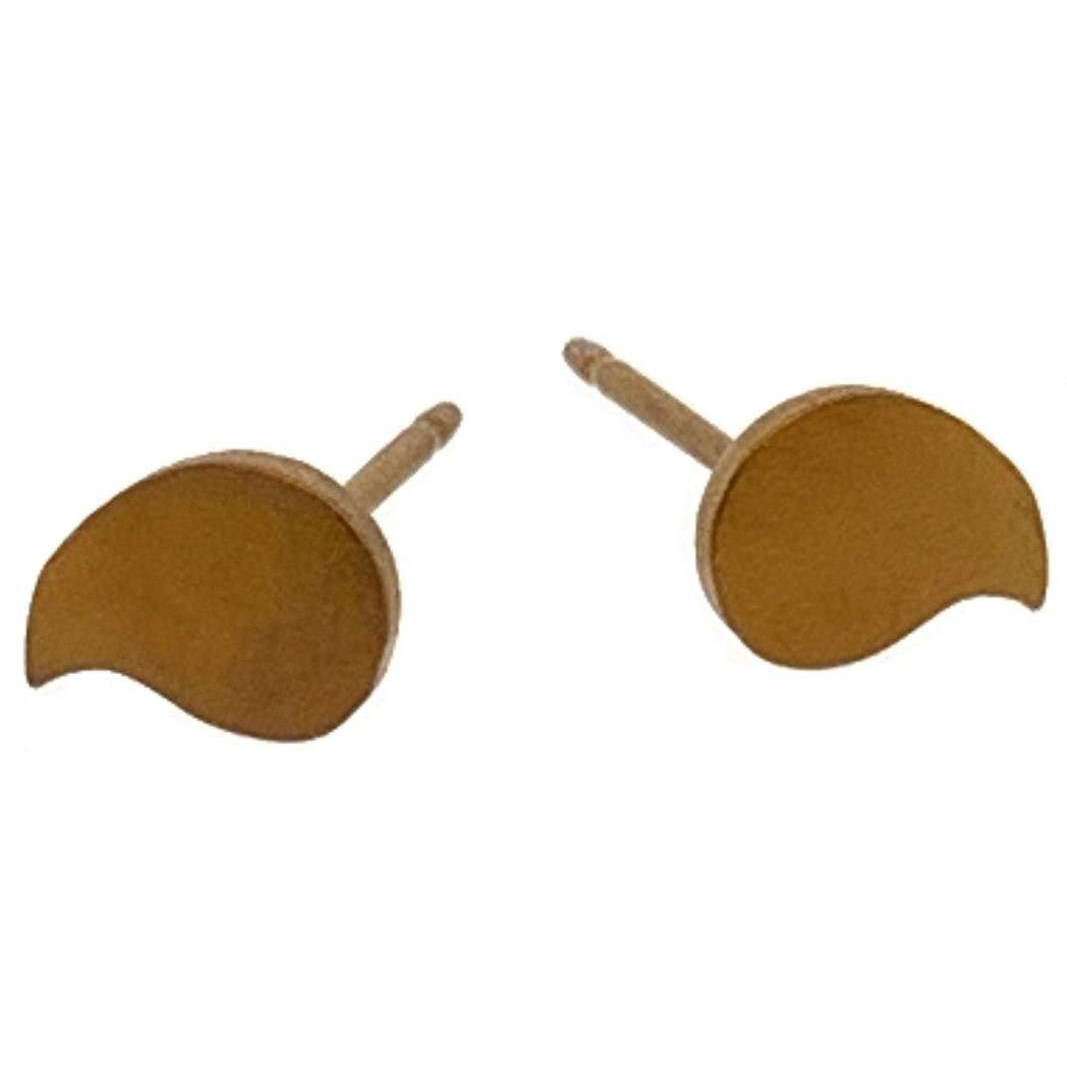 Ti2 Titanium Drop Shape 6mm Stud Earrings - Tan Beige