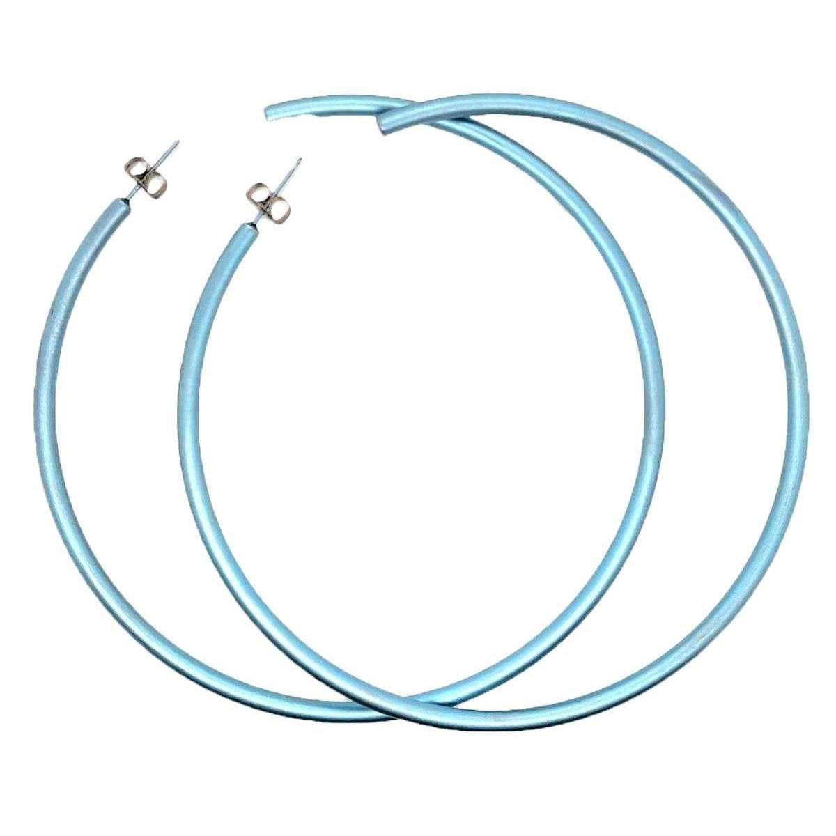 Ti2 Titanium Extra Large Round Hoop Earrings - Light Blue