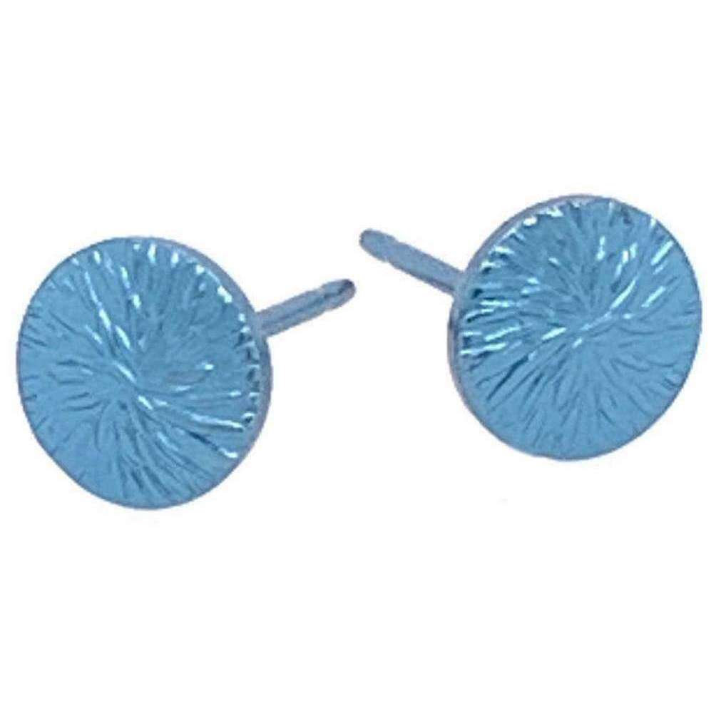 Ti2 Titanium Fine Textured 6mm Round Stud Earrings - Light Blue